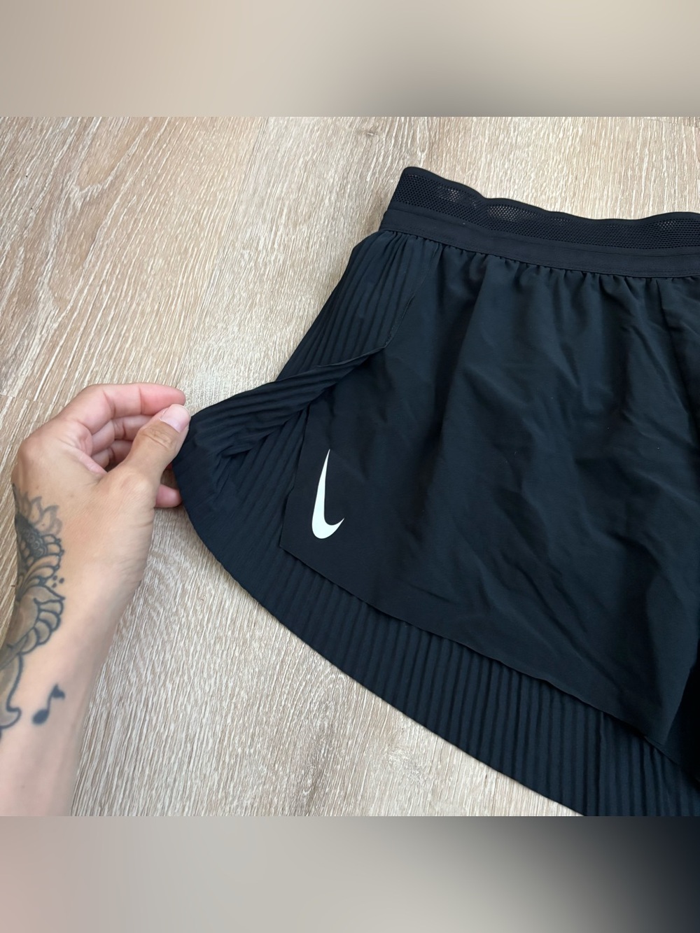 Nike Black Athletic Running Shorts with White Swoosh - Picture 3 of 7